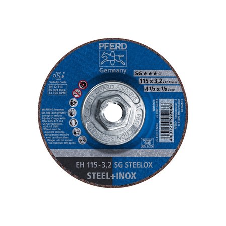 PFERD 4-1/2" x 1/8" Cut-Off Wheel, 5/8-11 Thd. - SG STEELOX - Type 27 63213